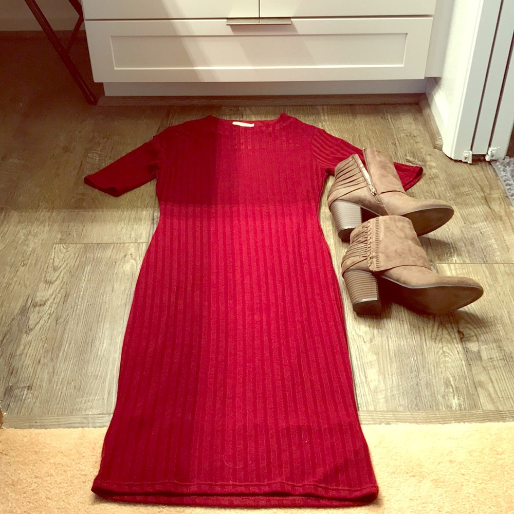 Winter red dress.